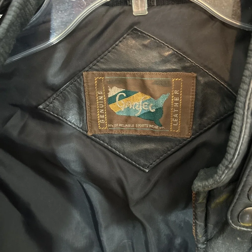 Mens Vintage 80's Reliable Sportswear Large Black Quilted Leather Jacket Flight